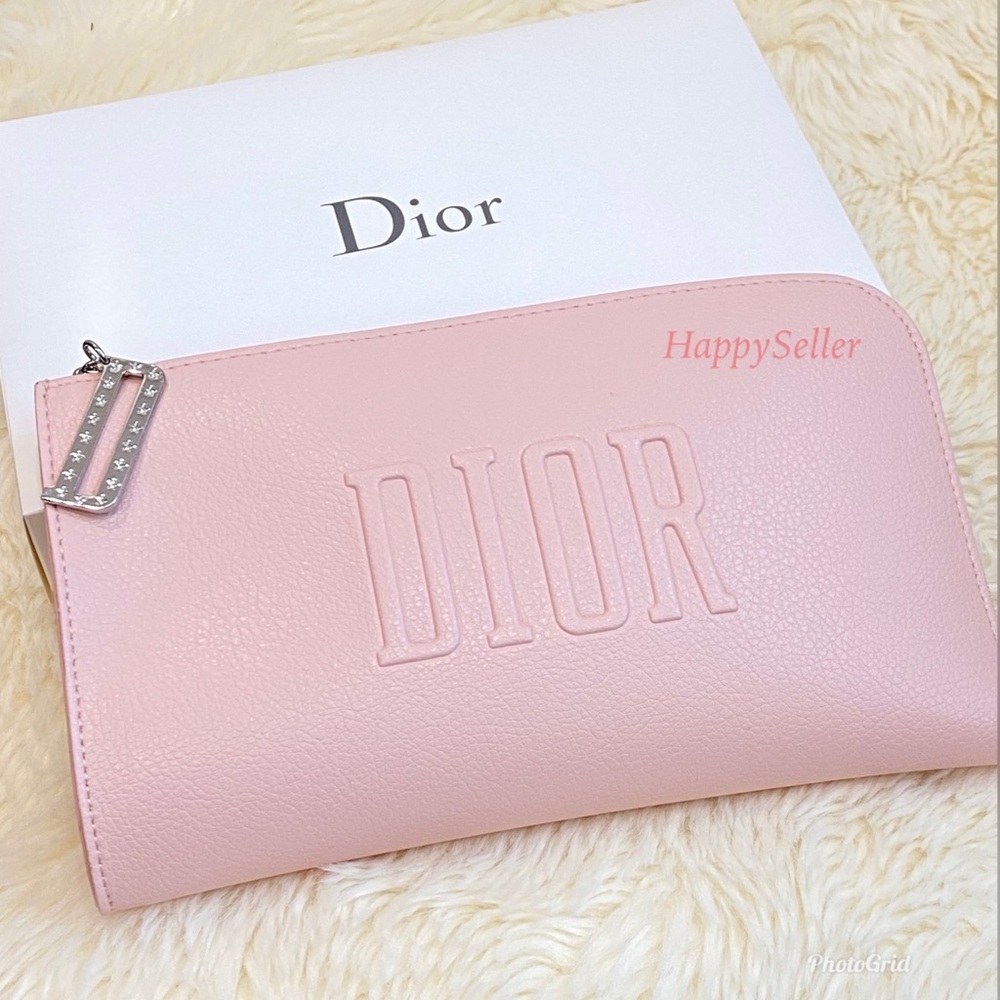 Dior Pouch Cosmetic Organizer Makeup Clutch Case Shaving Kit Dopp Bag Pink NEW